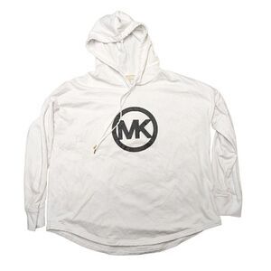 MK Michael kors black/white logo plus size hooded top shirt